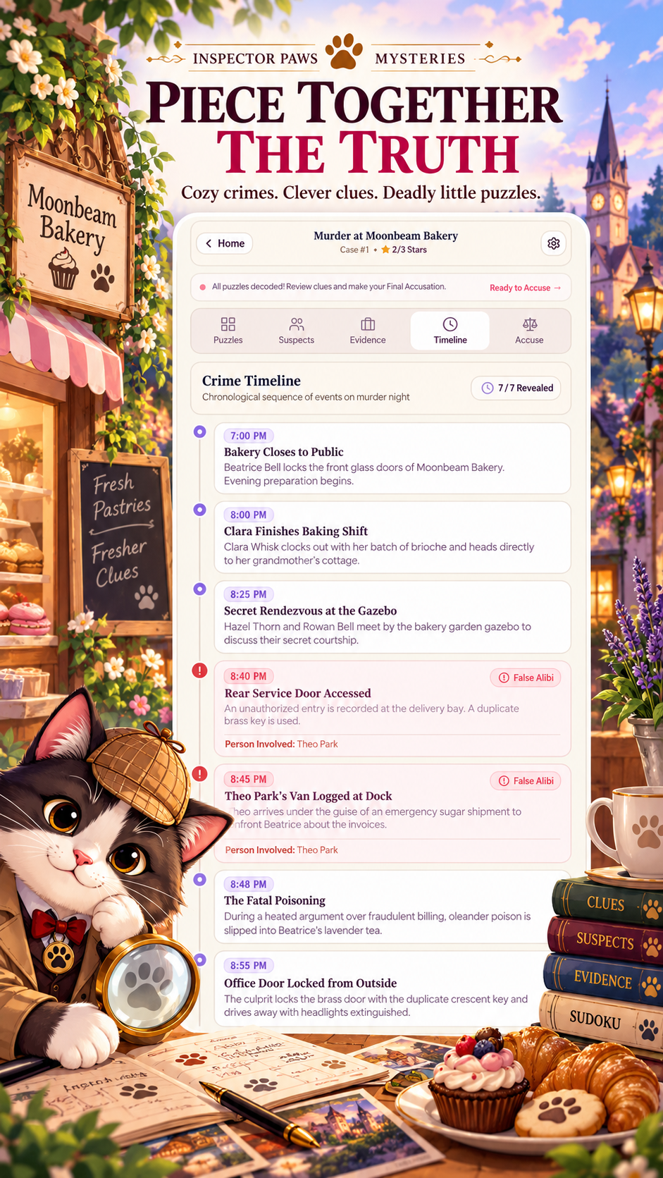 Inspector Paws Mysteries case timeline