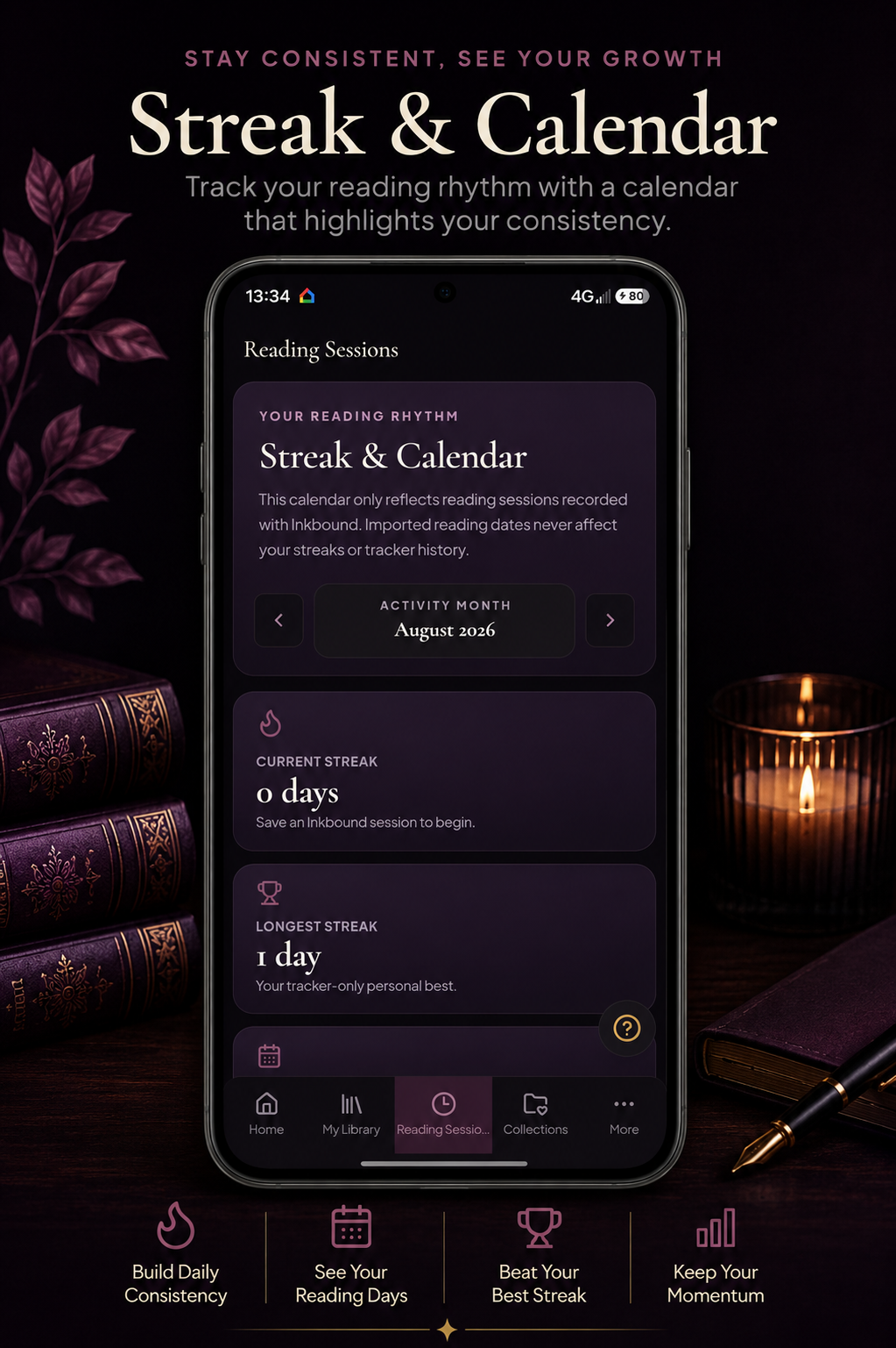 Inkbound reading streak calendar